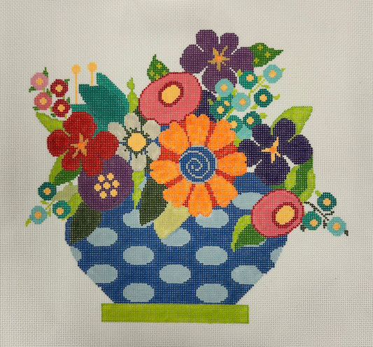 Flowers in Blue & Green Vase NDEEV344
