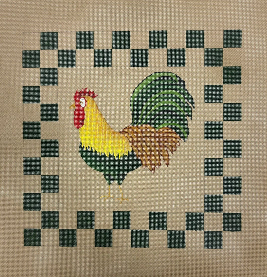 Rooster with Green Check Border  NMA304