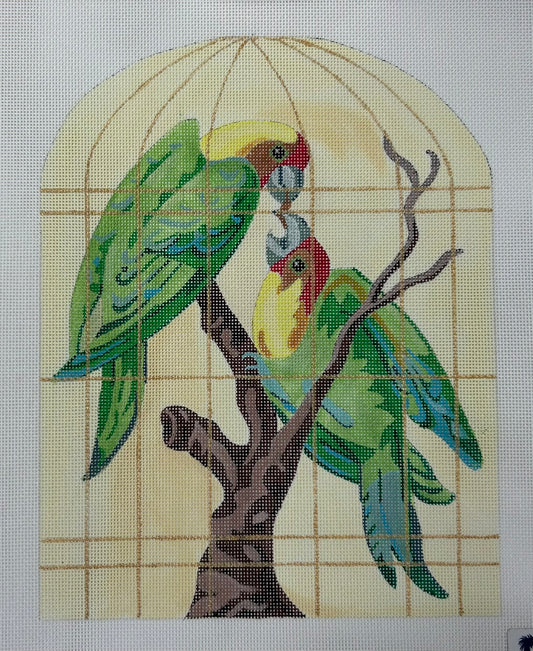 Parrots in Golden Cage