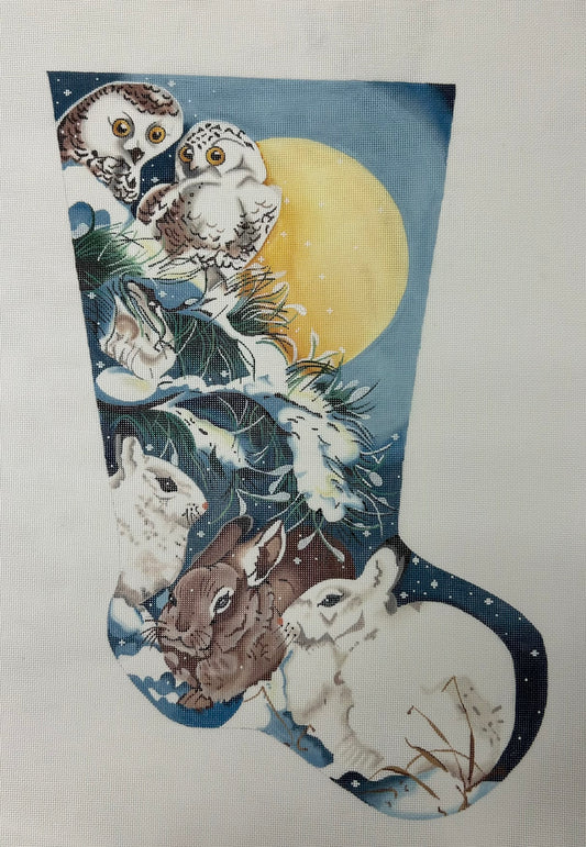 Snow Bunnies and Owls in the Moonlight 1016R