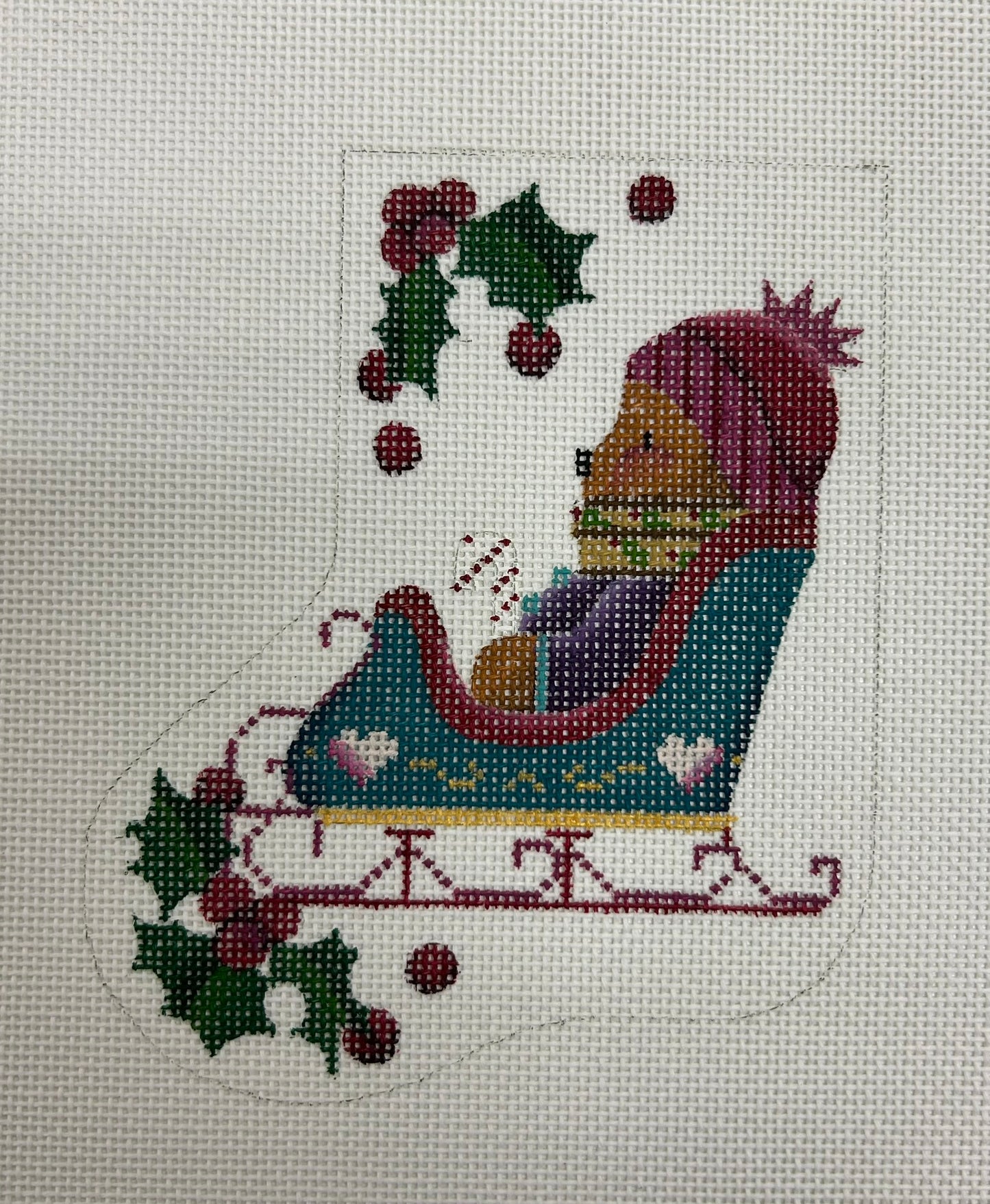 Sleigh with Bear Mini Stocking 1033D