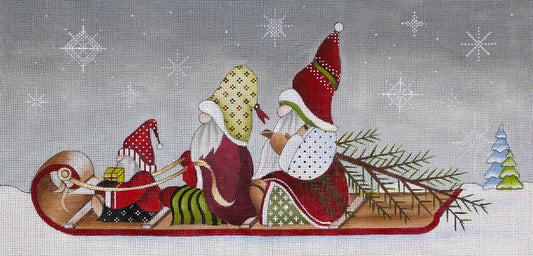 Gnomes in Toboggan Sled  JG-167