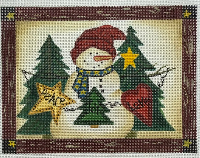 Primitive Snowman: Peace, Joy, Love LK23