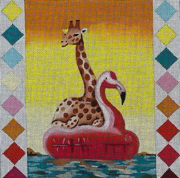 Giraffe In Flamingo Float   AN469