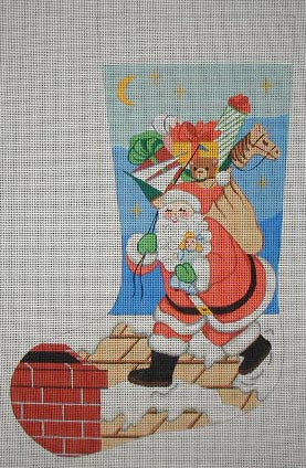 Santa on Roof Stocking J-27