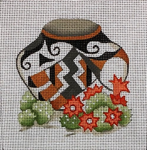 Copper & Black Pot with Cactus J-48