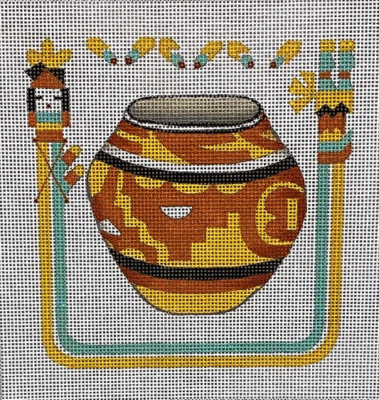 Yellow & Terra Cotta Pot with Southwest Border J-50