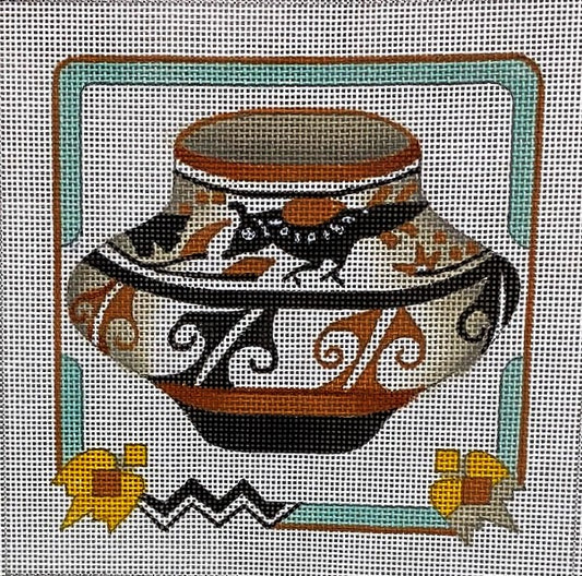 Quail Pot with Southwest Border J-51