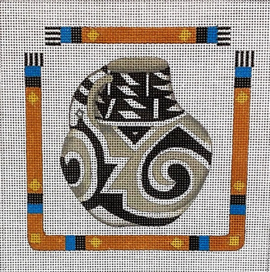 Black & Gray Pot with Southwest Border J-53