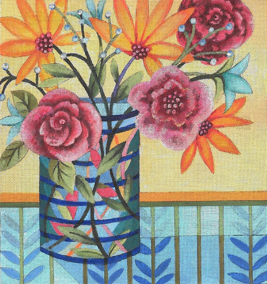 Blue striped vase  JG-128