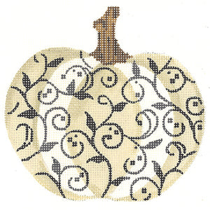 Ivory and Charcoal Scroll Pumpkin  KC-KCN1563