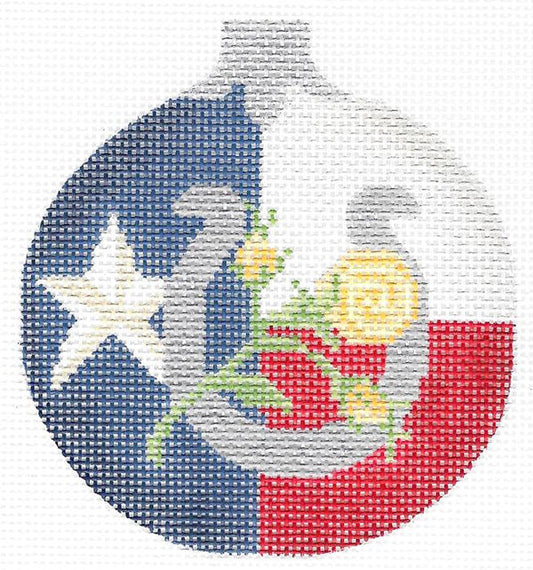 Yellow Rose & Horseshoe Ball Ornament  KC-KCNTX-04