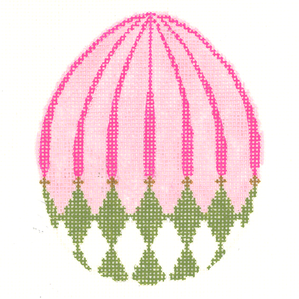 Green Harlequin Egg with Pink Stripes  KC-KEA86-18