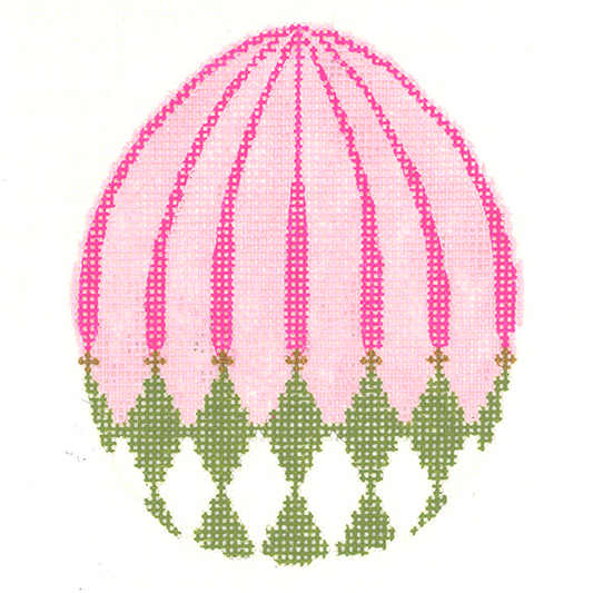 Green Harlequin Egg with Pink Stripes  KC-KEA86-18