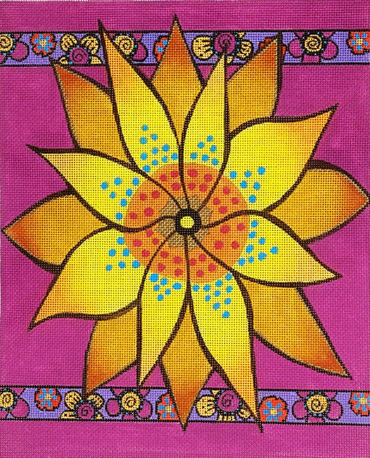 Yellow Flower with Purple Borders LB-149