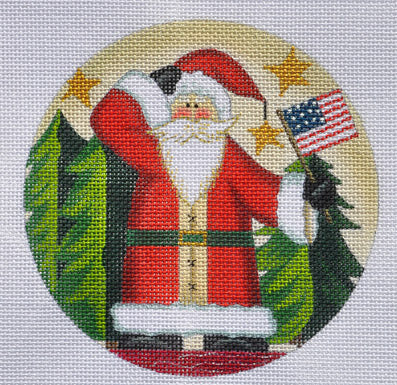 Santa with Flag Ornament LK-56