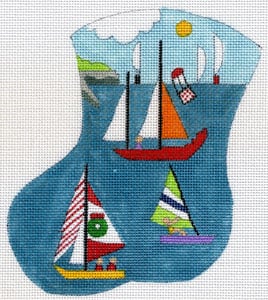 Sailboat Scene Mini Stocking MX-69