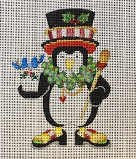 Little Penguin with Blue Birds w/Stitch Guide