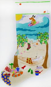 Santa'S Beach Vacation Stocking X-139