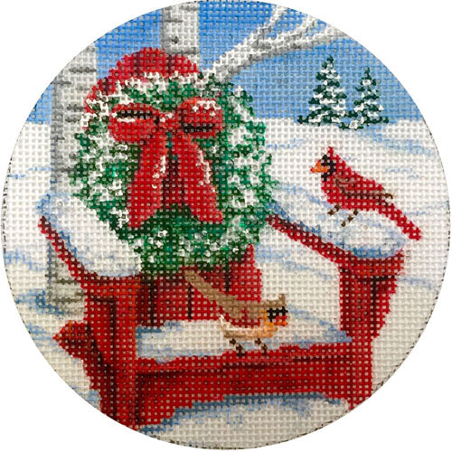 Cardinals On Adirondack Ornament X301