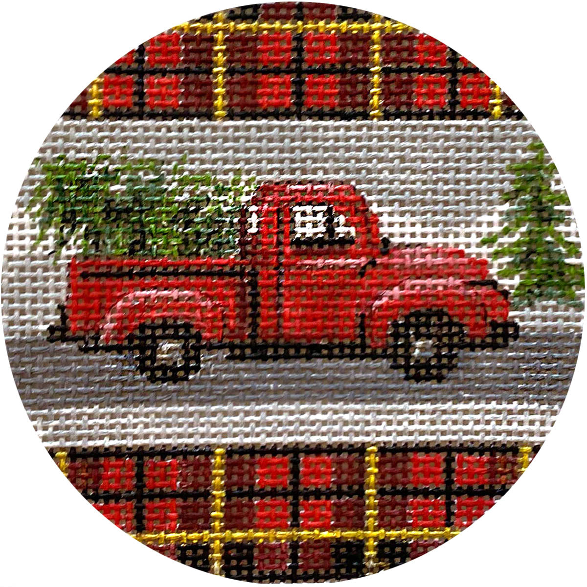 Red Truck On Plaid X486