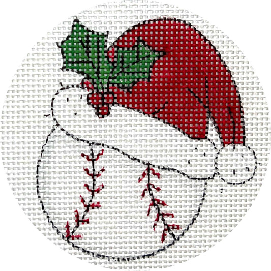 Baseball With Santa Hat X539