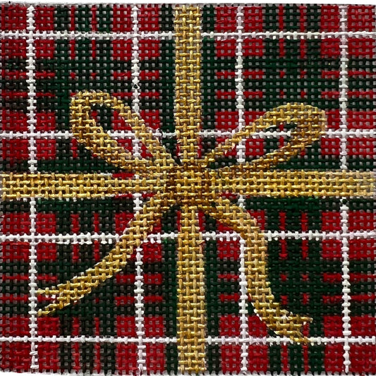 Green And Red Plaid With Gold Bow X596