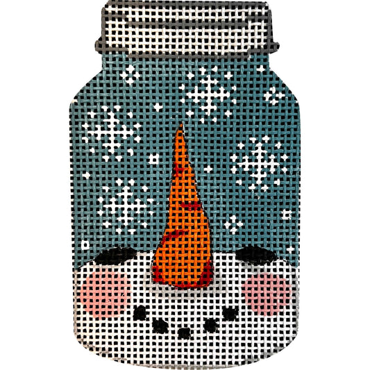 Snowman Looking Up In Mason Jar X600