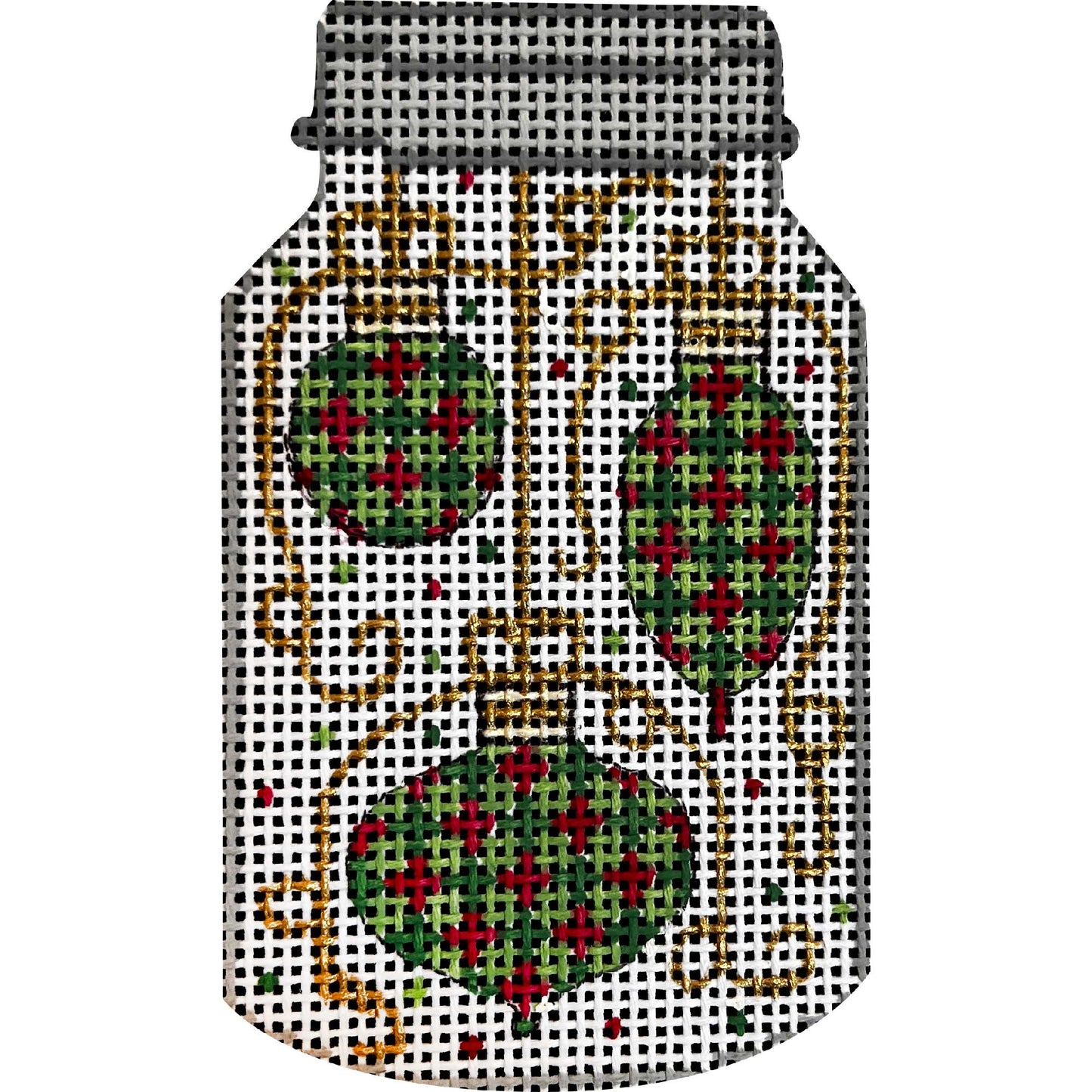 Three Ornments In Mason Jar X601