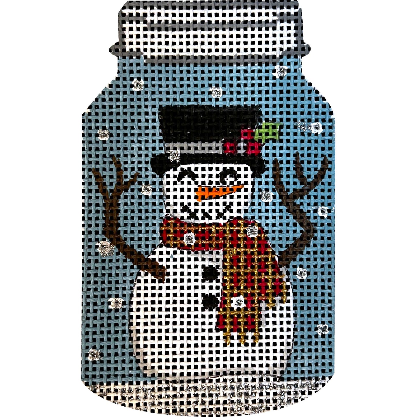 Snowman In Top Hat In Mason Jar X602