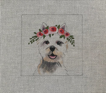 Westie Dog with Floral Crown  IN098