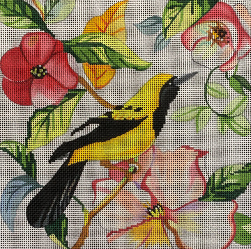 Floral with. Yellowith Bird  FF227