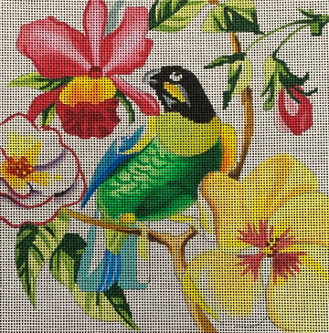 Floral with. Green Bird  FF228