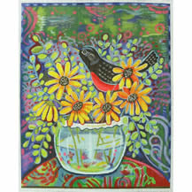 Folk Art Bird and Flowers TC-RN-605-18