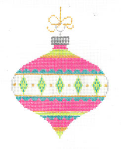 Vintage Ornament Pink/Blue/Green XO-222c