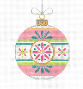 Vintage Ornament Round Pink/Blue XO-222e